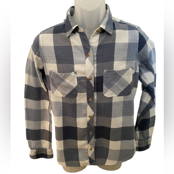ABERCROMBIE & Fitch A&F Blue & White Plaid Shirt Women S Small - Picture 1 of 7